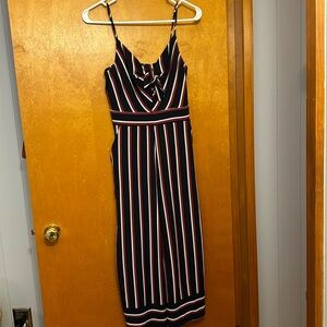 Navy, red and white wide leg cropped jumpsuit